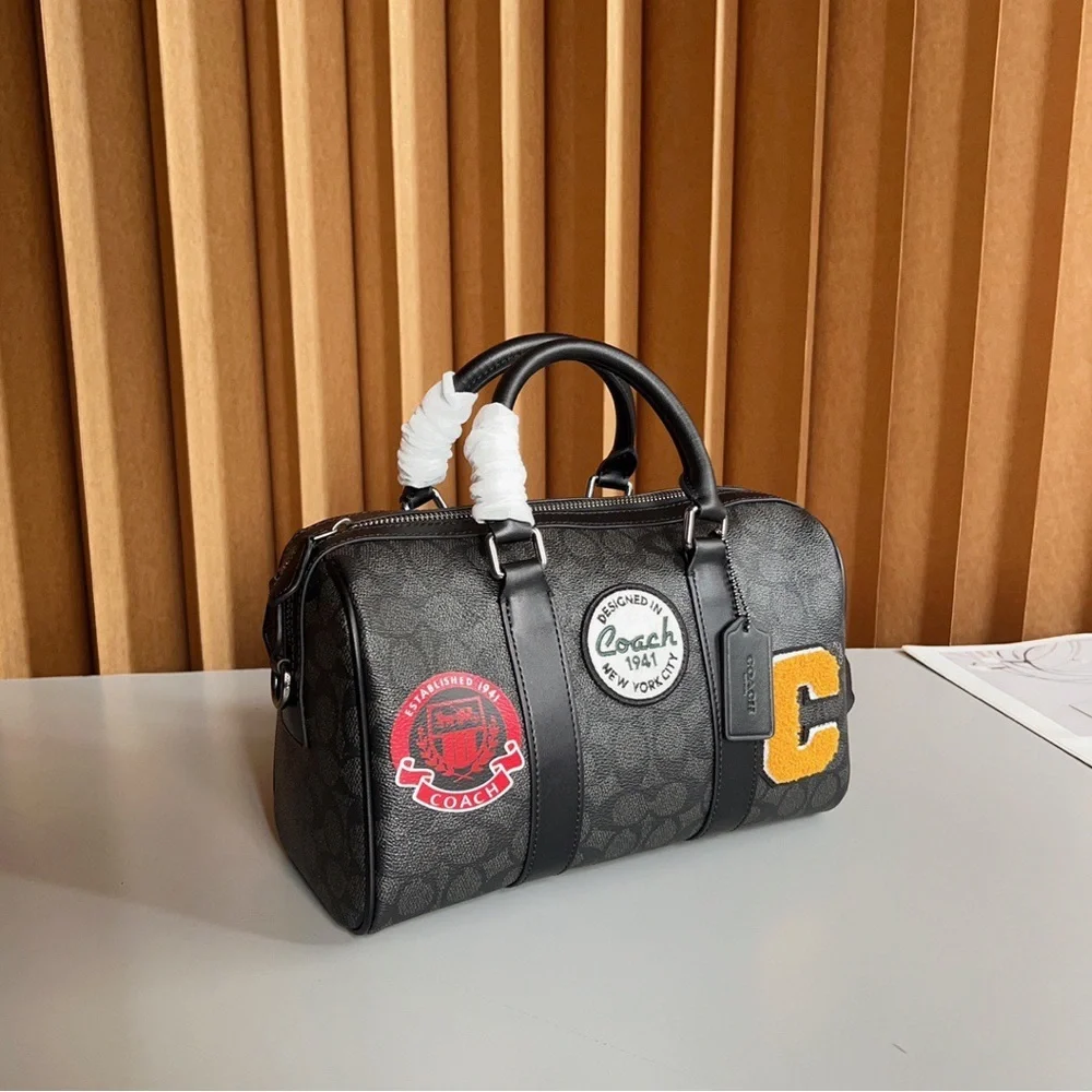 Black Monogram Patch Boston Handbag - Picture 9 of 9